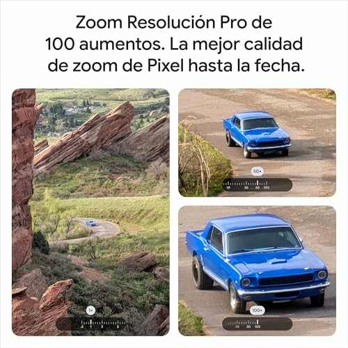 Demostración de zoom de cámara en un coche clásico azul