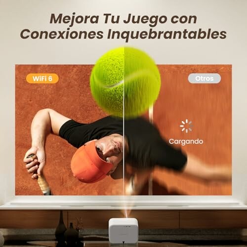 Comparación de conexión WiFi 6 con otras conexiones mientras se juega tenis.