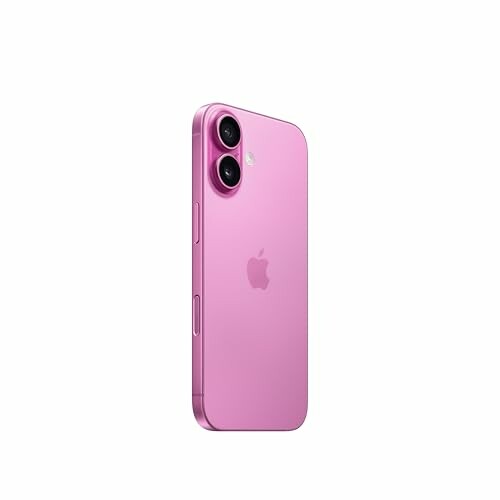 Vista trasera de un smartphone rosa.
