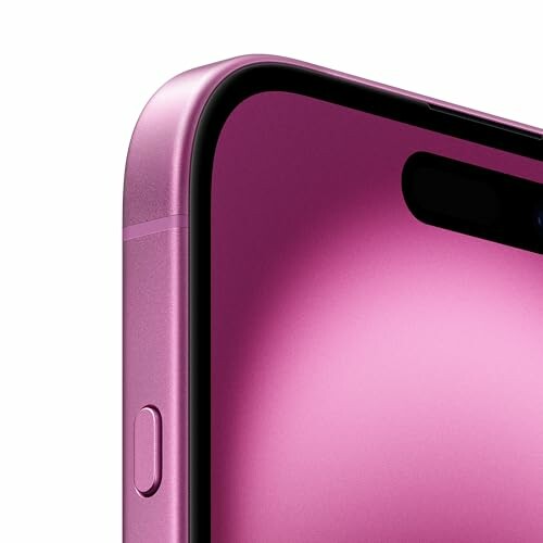 Esquina de un smartphone rosa con pantalla.